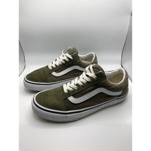 Vans Old Skool Suede Canvas Olive Green White Skate Shoes Men US 7‎